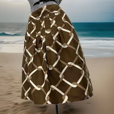 Falda Banana Republic Talla 6 Cadena 100% Seda Colores Neutros 31 Cintura X 21 Largo Foto 1 de 4