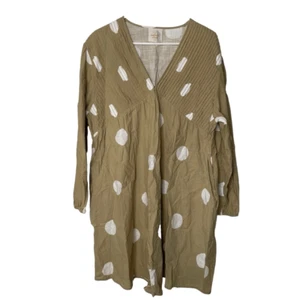 The Lullaby Club Womens Lottie Smock Dress M/L Khaki Polka Dot Nursing Lounge - Picture 1 of 8