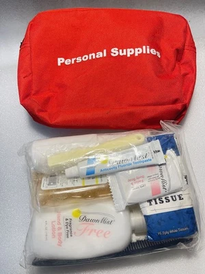 Personal supplies travel pouch trip, hiking, hotel Red 8"Lx5"Wx1"D (V2) - Image 1 of 4