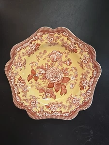 ARCHIVO SPODE elegante cuadrado FLOR BRITÁNICA PLACA ROSA marrón menta NUEVO 9.5" - Imagen 1 de 6