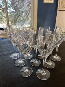 Mikasa Olympus Set Of 9 Water Goblets 9” Crystal Swirl Glasses - Picture 1 of 5