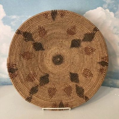 Antiguo cuenco/cesta poco profunda tejido a mano fino 12,5" - ¿nativo americano?? Foto 1 de 4