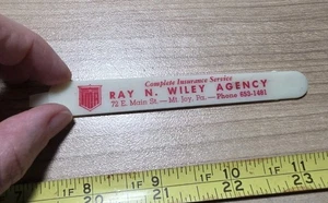 Vintage Ray N. Wiley Agnecy Mt. Joy PA Insurance Advertising Plastic Nail File - Picture 1 of 3