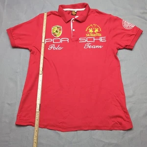 Porsche La Martina Team Polo Rosso Big Pony Uomo XL Cotone Maglia Manica Corta - Foto 1 di 12