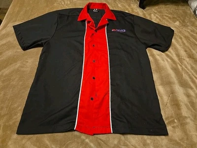 Camisa Retro Hilton Bowling Hombres Talla M Negra/Roja Manga Corta Cuello Logo Foto 1 de 4