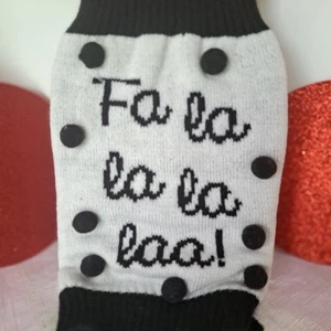 Doggie Pet Sweater Knit, XS Christmas Holiday Fa La La, Black White, New - Picture 1 of 9