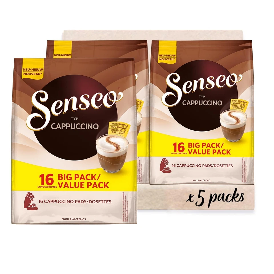 Senseo Cappuccino Pads - 5 x 16 Drinks - 80 Coffee Pods - Bild 1 von 4