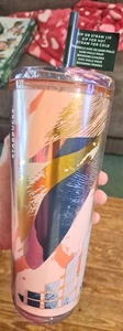 NEU STARBUCKS HOT & COLD PINK GOLD METALLIC TUMBLER 24 OZ TASSE - Bild 1 von 5