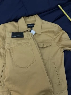 Conjunto de chaqueta de camionero Club Monaco denim (mediana) + pantalones recortados (29 W) a juego Foto 1 de 4