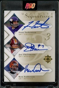 2008 Ultimate Collection Fran Tarkenton Joe Theismann Anderson Triple Auto 15/25 - Foto 1 di 2