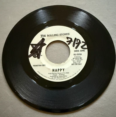 The Rolling Stones - Happy/All Down the Line - White Label Promo 1972 - Image 1 of 4