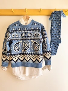 ISSEY MIYAKE I.S. Sport vintage popcorn 3D ski sweater + matching socks set - Picture 1 of 8