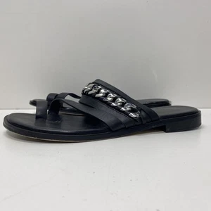 Michael Kors Black Leather Chain Sandals Women's Size 7.5 - Picture 1 of 7