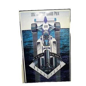 Póster del Gran Premio de Detroit 1992 IndyCar coche Bobby Rahal Belle Isle original - Imagen 1 de 4