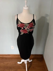 Charlotte Russe Floral Rose Embroidered Neckline Slip Tank Dress Sz XL - Picture 1 of 6
