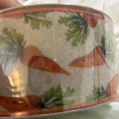 Member's Mark Premium Wired Edge 🥕 Carrot &Beige Ribbon 2.5" Wide x 50 Yards - Image 1 of 4