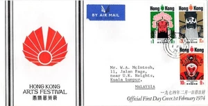 Hong Kong ART FESTIVAL Set on FDC Cover to Malaysia - Picture 1 of 1