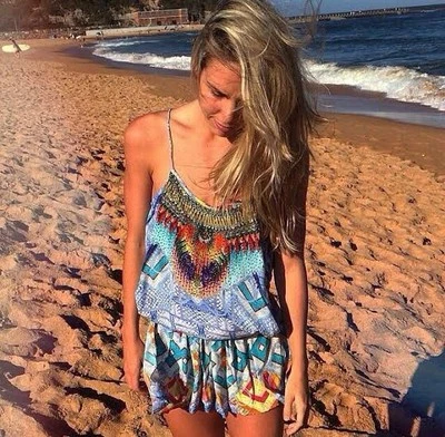 Camilla Talla 1 / AU 10 Cruce Caminos Mono Mameluco Corbata Espalda 100% Seda Foto 1 de 4