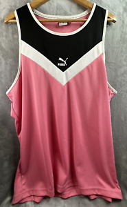 Puma Men's Size XXL Iconic MCS Tank Top Pink Athletic Crew Neck Logo Sleeveless