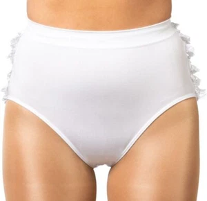 sexy Tanzslip weiß Rüschen Höschen Lingerie Damen Slip Spitze Garde Karneval - Bild 1 von 6