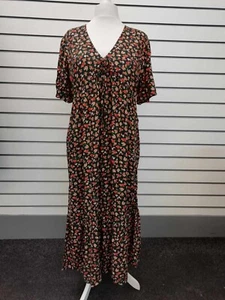 DOROTHY P3RKINS ABITO MIDI DONNA NERO/ARANCIONE ROSA TAGLIA 12 PETITE NUOVO (222) - Foto 1 di 3