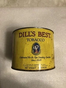 VINTAGE DILL'S BEST TOBACCO TIN CANISTER RICHMOND VA EMPTY - Picture 1 of 7