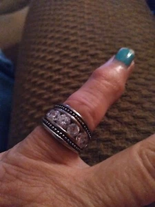 ANILLO VINTAGE NF TAILANDIA 925 plata esterlina 7 facetas circonitas cúbicas talla 6 - Imagen 1 de 10