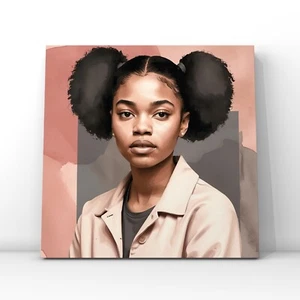 American African woman portrait watercolor painting print Afro girl retro poster - Picture 1 of 7