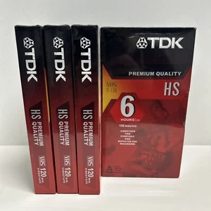 (4) TDK Premium Quality HS VHS Videocassettes 6 Hours T-120 ~ BRAND NEW SEALED  - Picture 1 of 2