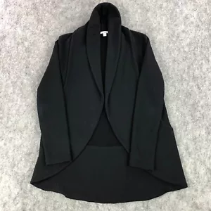 James Perse Cardigan Jacket Size 2 Black French Terry Draped Open Front Blazer - Picture 1 of 15
