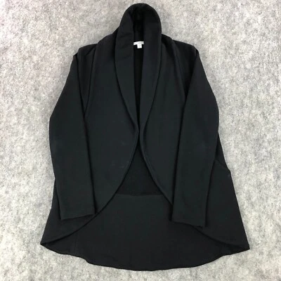 James Perse Cardigan Jacket Size 2 Black French Terry Draped Open Front Blazer - Image 1 of 4