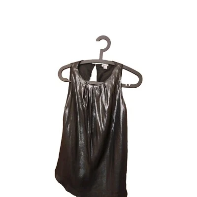 Camiseta sin mangas Max Mara de seda talla UK 10 metálica sin mangas fiesta cóctel noche  Foto 1 de 4