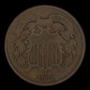 1871 Two Cent Piece XF Key Date Better Condition Philadelphia - Picture 1 of 2