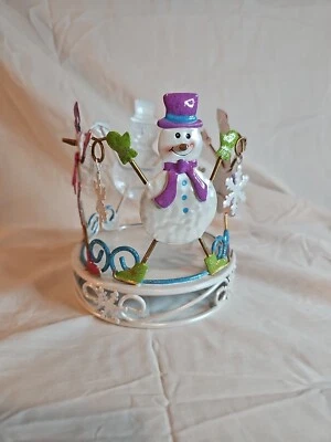 Nuevo Portavelas Celebración Hogar Lata Muñeco de Nieve y Mujer de Nieve Tarro 6" x 5" Foto 1 de 4