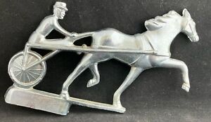 Vintage TROTTER HARNESS HORSE & JOCKEY HOOD ORNAMENT