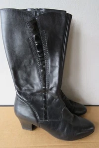 Vintage Leather with Patent Detail Knee High Boots s 7.5 Equity Shoes - Picture 1 of 10