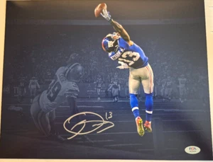 ODELL BECKHAM NY GIANTS SIGNED AUTOGRAPHED 11X14 PHOTO THE CATCH RARE PSA COA - Picture 1 of 3