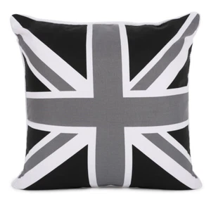 Union Jack Cushion Cover | Black & Grey | 45x45cm | 18"X18" |  - Picture 1 of 9