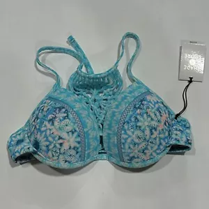 Women's Shore Light Lift Macrame Back Bikini Top Shade & Shore Blue Tie Dye 32A - Picture 1 of 2