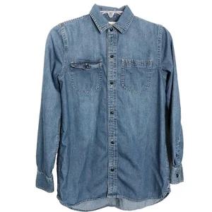 Madewell Camicia donna classica denim con bottoni manica lunga e tasche taglia XS - Foto 1 di 8