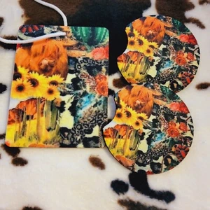 Bull Skull Western Unscented Hanging Car Air Freshener Coaster Bundle Set Gifts - Imagen 1 de 2