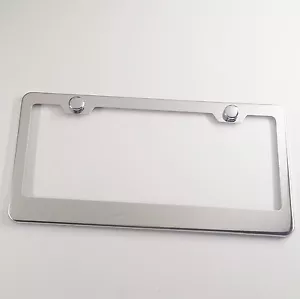 Polish T304 Stainless Steel License Plate Frame Bracket Holder New w/Chrome Cap - Foto 1 di 1
