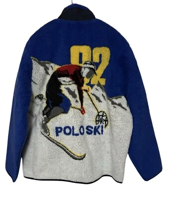 Polo Ralph Lauren Retro Esquí '92 Gráfico Polar Azul Chaqueta Talla GRANDE Foto 1 de 4