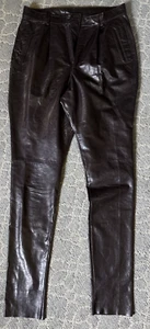 Trussardi Marino Alla Scala Brown Leather Pants Sz 54 Made In Italy - Picture 1 of 9