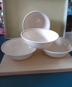 CORELLE SANDSTONE ENGLISH BREAKFAST PINK BLUE RIM 6 1/4" SOUP/CEREAL BOWLS (4) - Picture 1 of 7