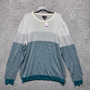 Tasso Elba Sweater Mens Blue Colorblock XXL 2XL Pullover Crewneck - Picture 1 of 5
