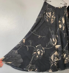 Studio Size 12 Black Floral Maxi Full Circle Skirt Whimsigoth Goth Romantic Dark - Picture 1 of 9