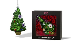 Party Rock | Christmas Tree with Flowers Glass Ornament | X-Mas Collection - Picture 1 of 5