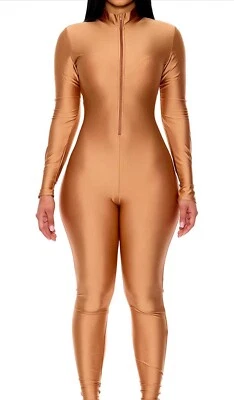 Mono para mujer con cuello falso, cremallera frontal, manga larga, variedad de colores, tallas Foto 1 de 4