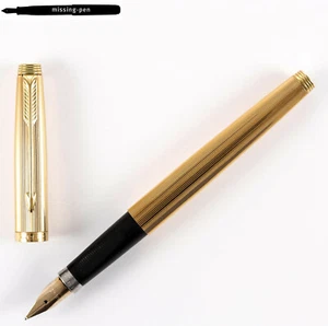 Parker 75 Cartridges Fountain Pen in Gold Plated Stipes with 14K B-nib - Picture 1 of 12
